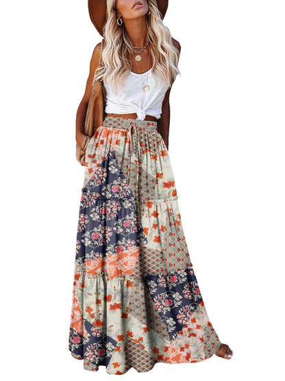 onlypuff Maxi Skirts for Women Boho Western Long Skirt Trendy Fall Outfits