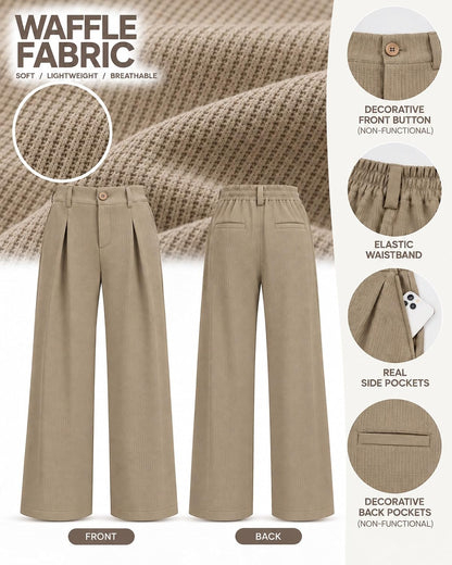 MOLERANI Women's Wide Leg Pants Slacks Work Dress Pants Waffle Trousers