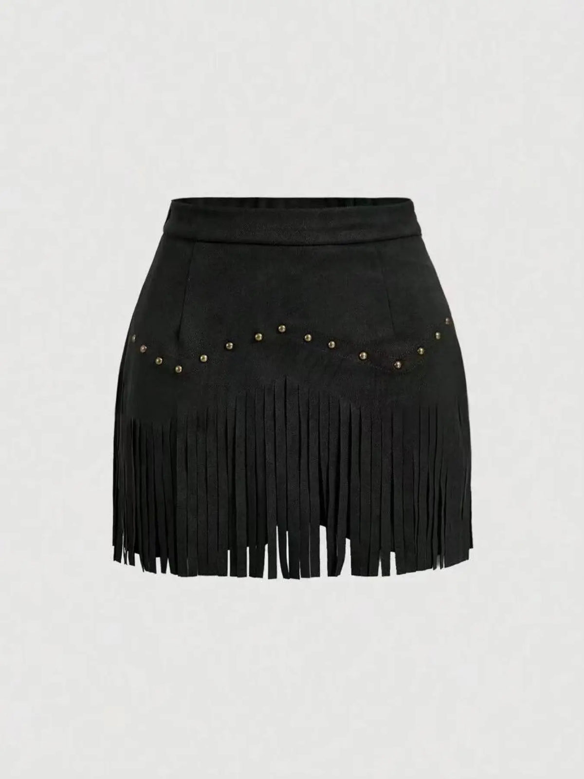 Women's Fringe Trim Short Skirt, Elegant Chic Solid Color Zipper Skirt for Casual Daily Wear, Ladies Bottoms for All Seasons