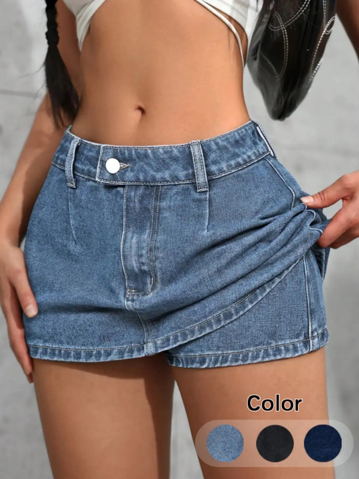 Y2K Retro Hot Girl Denim Button Skirt, Slimming High-Waist Short Skirt Casual Sexy Style A-Line Mini Jean Skirt Bottom