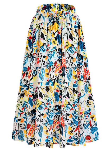 Maxi Skirt for Women Floral Boho A-line Long Summer Skirts