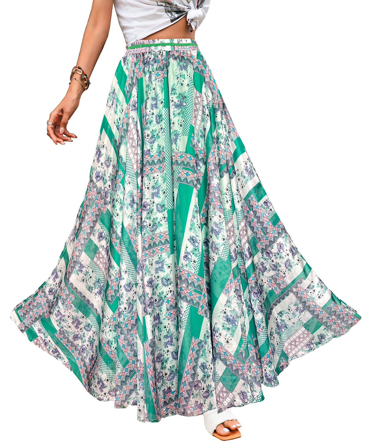Afibi Women Full/Ankle Length Blending Maxi Chiffon Long Skirt Beach Skirt