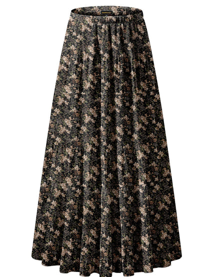 NASHALYLY Women's Chiffon Elastic High Waist Pleated A-Line Maxi Skirts