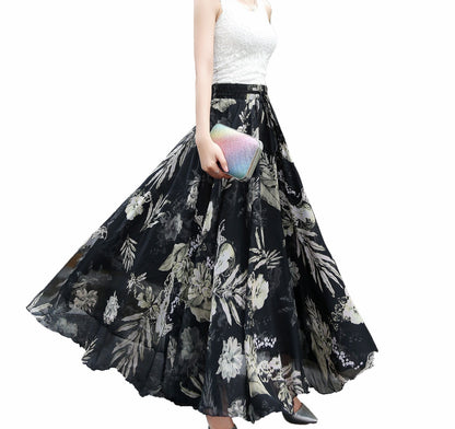 Afibi Women Full/Ankle Length Blending Maxi Chiffon Long Skirt Beach Skirt