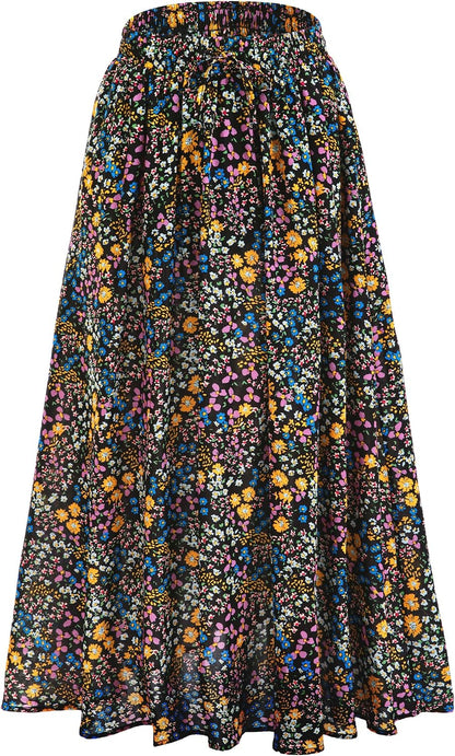 Maxi Skirt for Women Floral Boho A-line Long Summer Skirts