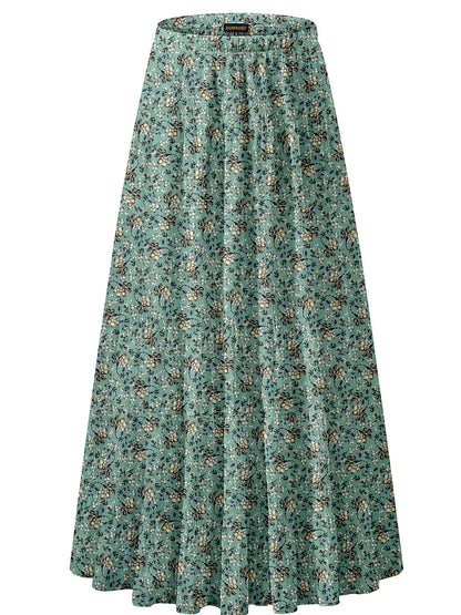 NASHALYLY Women's Chiffon Elastic High Waist Pleated A-Line Maxi Skirts