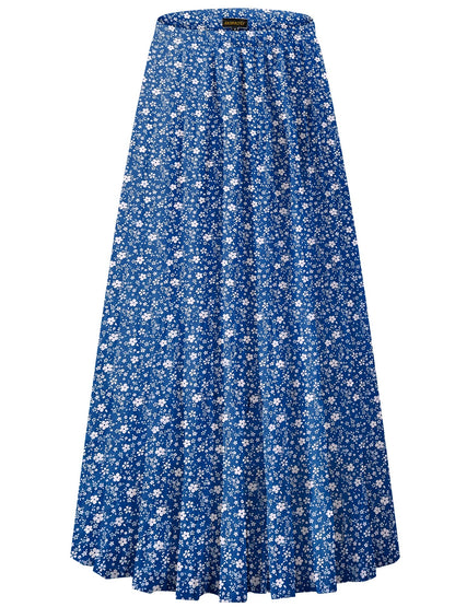 NASHALYLY Women's Chiffon Elastic High Waist Pleated A-Line Maxi Skirts
