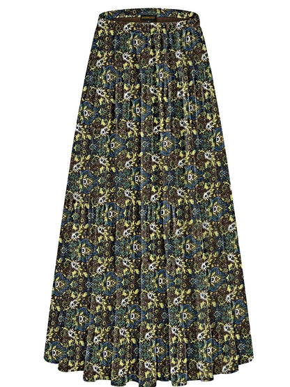 NASHALYLY Women's Chiffon Elastic High Waist Pleated A-Line Maxi Skirts