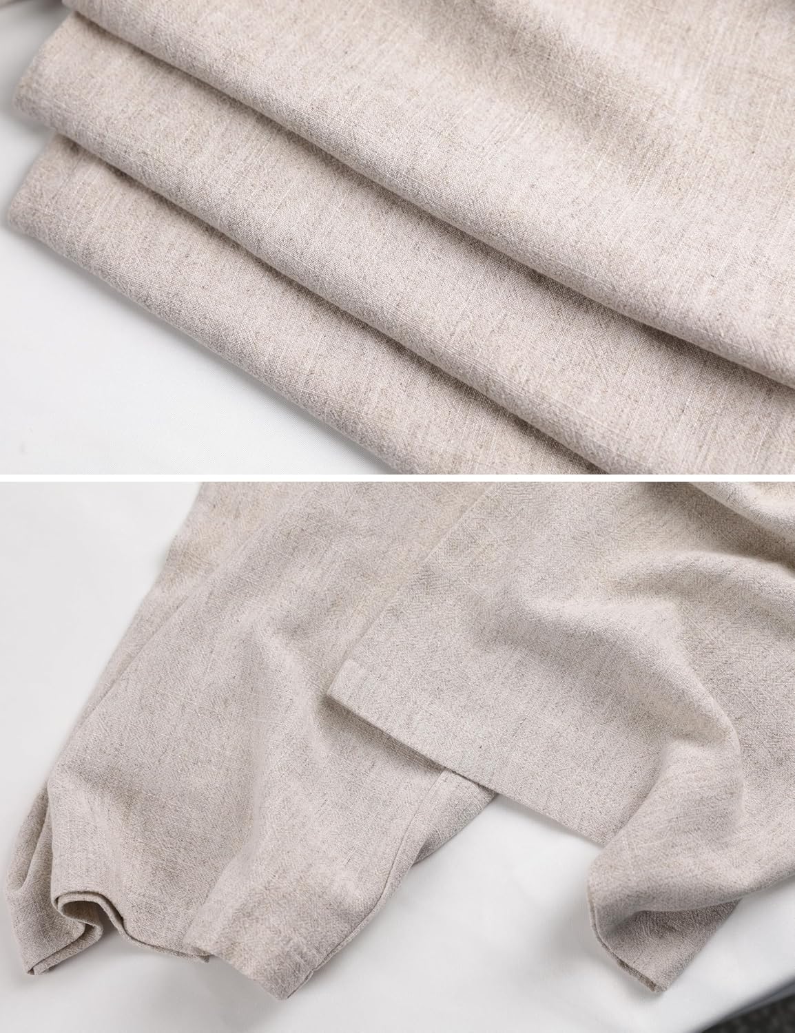 Hooever Womens Cotton Linen Pants Casual Button Up High Waisted Wide Leg Trousers