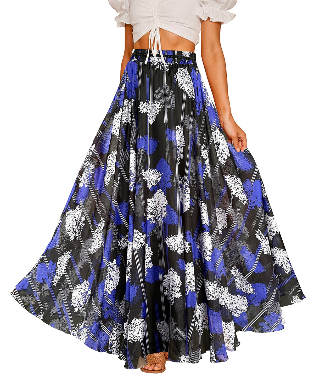 Afibi Women Full/Ankle Length Blending Maxi Chiffon Long Skirt Beach Skirt
