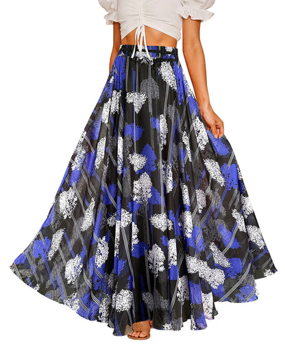 Afibi Women Full/Ankle Length Blending Maxi Chiffon Long Skirt Beach Skirt