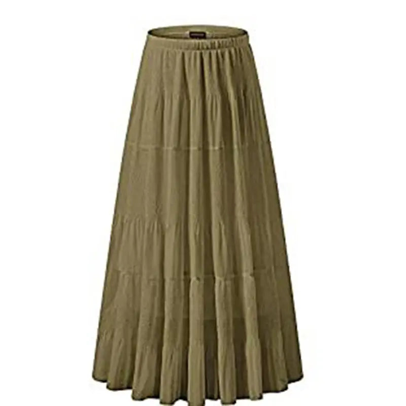 NASHALYLY Women's Chiffon Elastic High Waist Pleated A-Line Flared Maxi Skirt Flower Breathable Comfortable Casual Summer Wear White Black Christmas Vintage Floral Bohemian Boho Womenswear Summer Outfits campingessentials