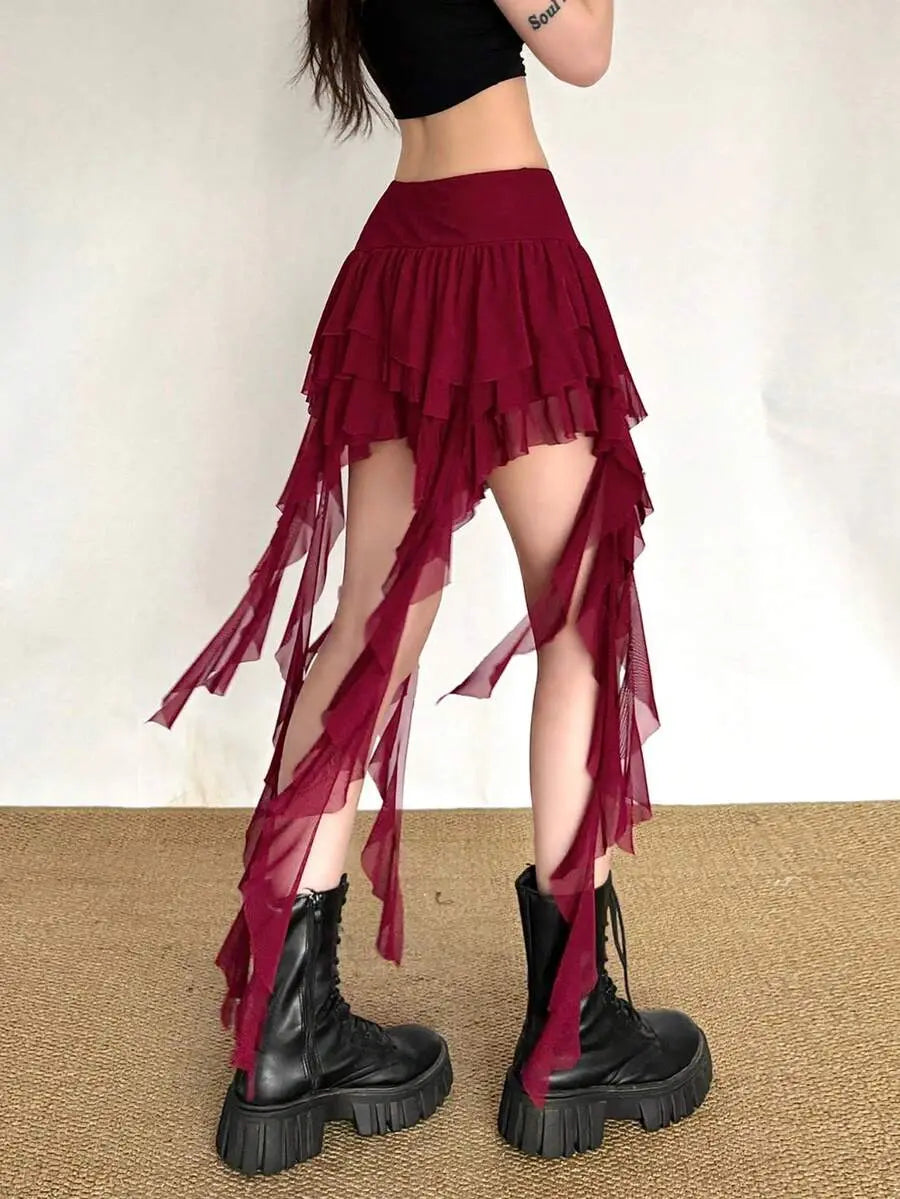Top Dazzle High Waist Versatile Asymmetrical Design Short Skirt